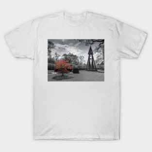 Red tree in black and white landscape T-Shirt